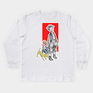 Boy with dogs Kids Long Sleeve T-Shirt